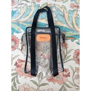 Jon Hart Design Clear Vinyl Top Handle Tote Bag Navy Blue #letsgo Stadium Bag